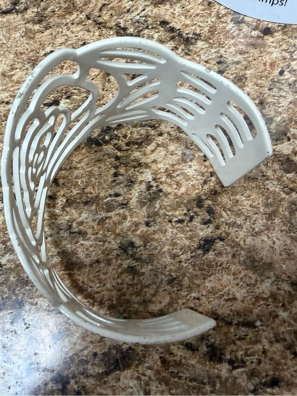 White Rose Flower Cutout Wide Cuff Bracelet Floral Statement Jewelry